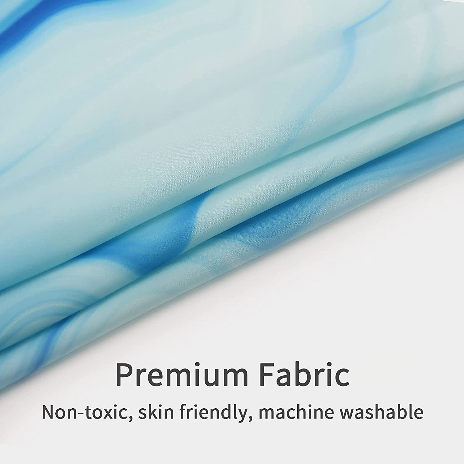 Blue Marble Shower Curtain Set, Royal Blue Ombre Fabric Shower Curtain for Bathroom Decor, Modern Abstract Standard Shower Curtain, Luxury Washable Liquid Wave Shower Curtain, 72 x 72