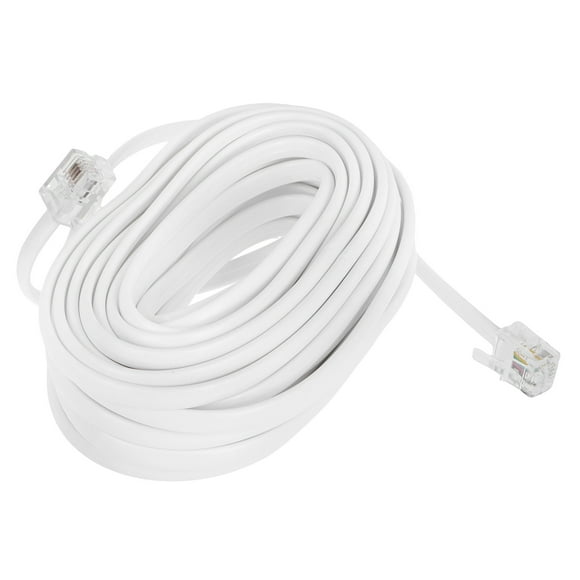 Cable de extensión para teléfono fijo, cable telefónico con conector RJ11/RJ14 6P4C, para oficina y hogar, 25 pies