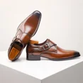 thumbnail image 4 of Monk Strap Men’s Dress Loafer Shoes Plain Toe Classic Oxfords Shoes for Formal Business Wedding Plus Size, 4 of 10