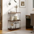 thumbnail image 2 of Costway 1 PCS 3-Tier Multipurpose Display Rack Freestanding Bookcase with Metal Frame Walnut, 2 of 10