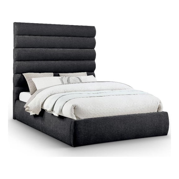 Meridian Furniture Adam Black Chenille Fabric Queen Bed