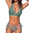 thumbnail image 6 of Top-kevin Bikini Set for Women Two Piece Swimsuit V Neck Triangle Top Wide Straps Cross Back Lace up Mid Rise, 6 of 8