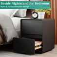 thumbnail image 5 of 15.8" W Faux Leather Narrow Nightstand, Modern Fully-Assembled Bedside Table with 2 Drawers, Wood Night Stand Small Accent End Table & Side Table for Bedroom Living Room, Black, 5 of 8