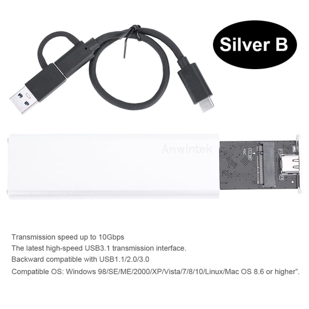 Caja SSD M2 SATA NGFF A Unidad Disco Duro USB3.1 para 2230 2242 2260 2280