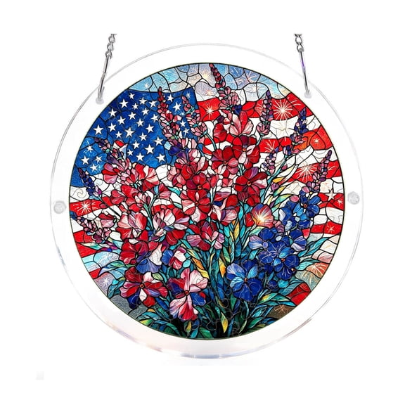 Memorial Day Saving!4th of July Decorations, Window Decoration With A Metal Hanging Chain This Circular Acrylic Puzzle-style Ornament Is For Displaying In Your Home Or Garden.