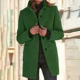 thumbnail image 2 of Kcodviy Women's Autumn Winter Vintage Wool Coat Solid Color Button Up Long French Coat Stand Collar Wool Coat, 2 of 4