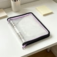 thumbnail image 6 of Leodye 1PCS Transparent PVC Zipper Loose-Leaf Folder, Two-Color Edge Design, Multifunctional Notebook Cover and File Storage Bag -7.9*5.5*1.2in, 6 of 7