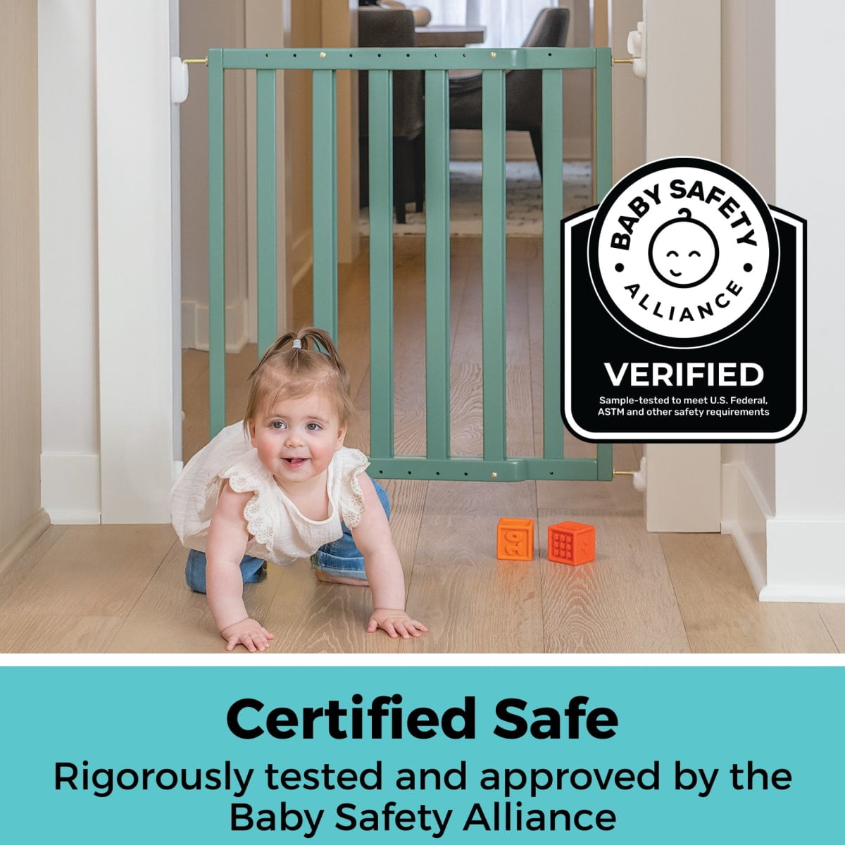 Toddleroo by North States LuxeCraft Wooden Baby Gate, Jack Pine Green