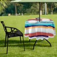 thumbnail image 7 of Coolnut 60" Mexican Blanket Stripe Outdoor Round Tablecloth, Waterproof Spillproof Polyester Fabric Table Cover with Zipper Umbrella Hole for Patio Garden Dining Party, 7 of 7
