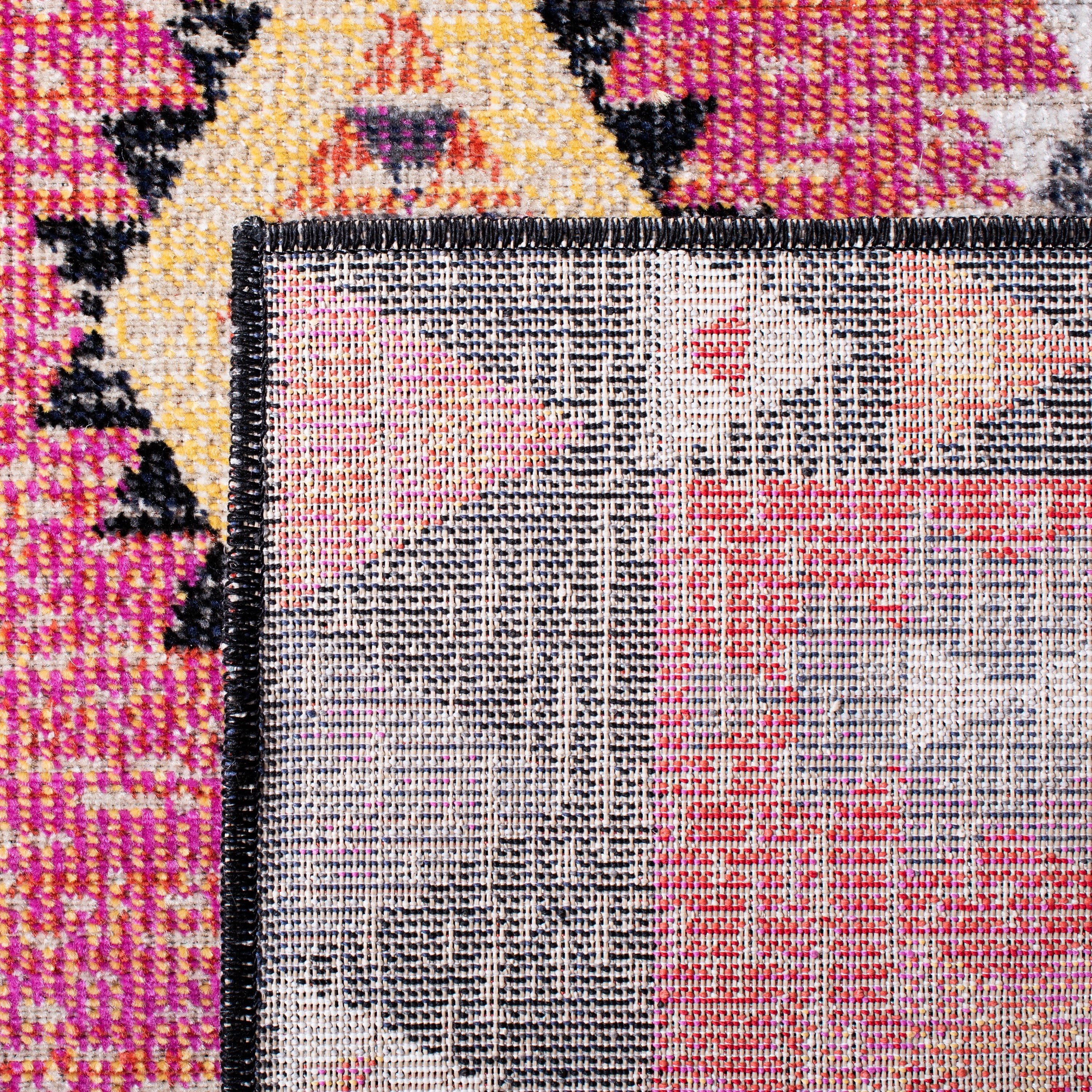 SAFAVIEH Montage Andreas Geometric Indoor/Outdoor Area Rug, Pink/Black, 6'7" x 6'7" Square