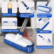 ITTAHO Floor Scrub Brush with Long Stainless Steel Handle Extension+Small Deep Cleaning Brush