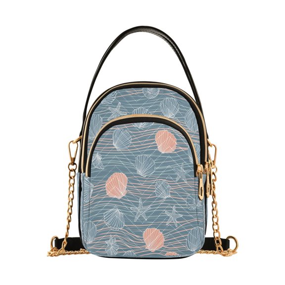 Women's Crossbody Handbag Shoulder Handbag 5.91x3.15x8.27 Inch Bank Card Bag Cash Bag Key Bag Soft Ocean Pastel Wash