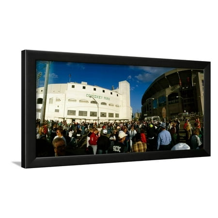 Comiskey Park Framed Spectators in front of a baseball stadium, the last day of old Comiskey Park and U.S. Cellular F... Framed Print Wall Art ()