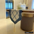 thumbnail image 3 of Decorative Blue Table Runner 6 Seater Table Runner (14 x 72 inch), Lattice & Tassels Table Runner, Satin fabric Table Linen, Geometric Pattern Modern Style - Adonia, 3 of 10