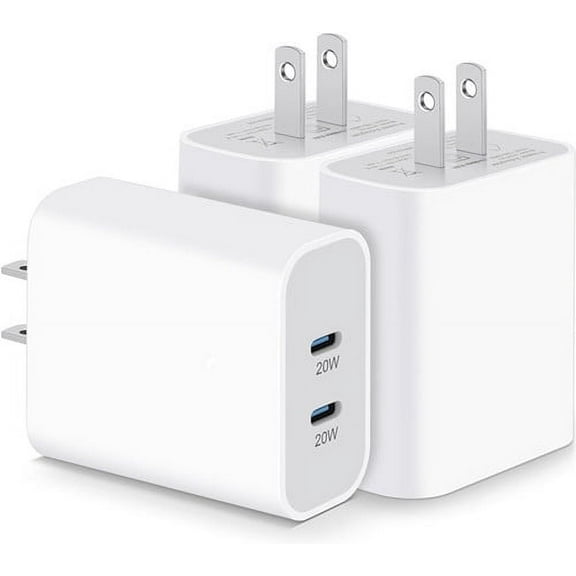 3-Pack 40w USB C ]Dual Port Power Delivery Fast Type C Charging Block