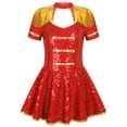 thumbnail image 5 of Yruioon Girls Honor Guard Circus Ringmaster Costumes Sequin Tassel Leotard Dress Halloween Cosplay Red 8, 5 of 7