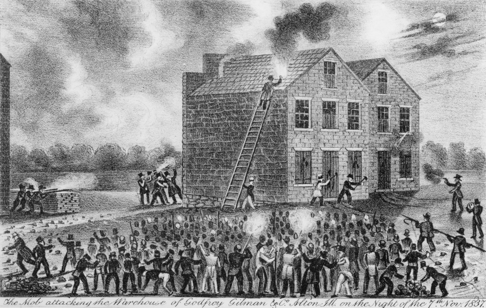 A ProSlavery Mob Burning Down The Building Housing The Newspaper Of