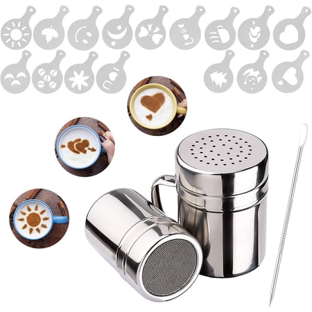Icing Powder Shaker 2 Pack Chocolate Shaker Dusters Stainless Steel Mesh Shaker Powder ...