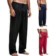 thumbnail image 2 of Licupiee Men's Classic Satin Sleep Pant Long Pajama Bottoms Solid Drawstring Loungwear Pants, 2 of 6