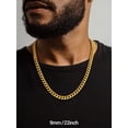 thumbnail image 4 of PROSTEEL Mens Necklace 14K Gold Plated Cuban Chain for Men Gift 9mm 22 Inch Stainless Steel Miami Chain Necklace for Boyfriend Husband Birthday Father Day, 4 of 9