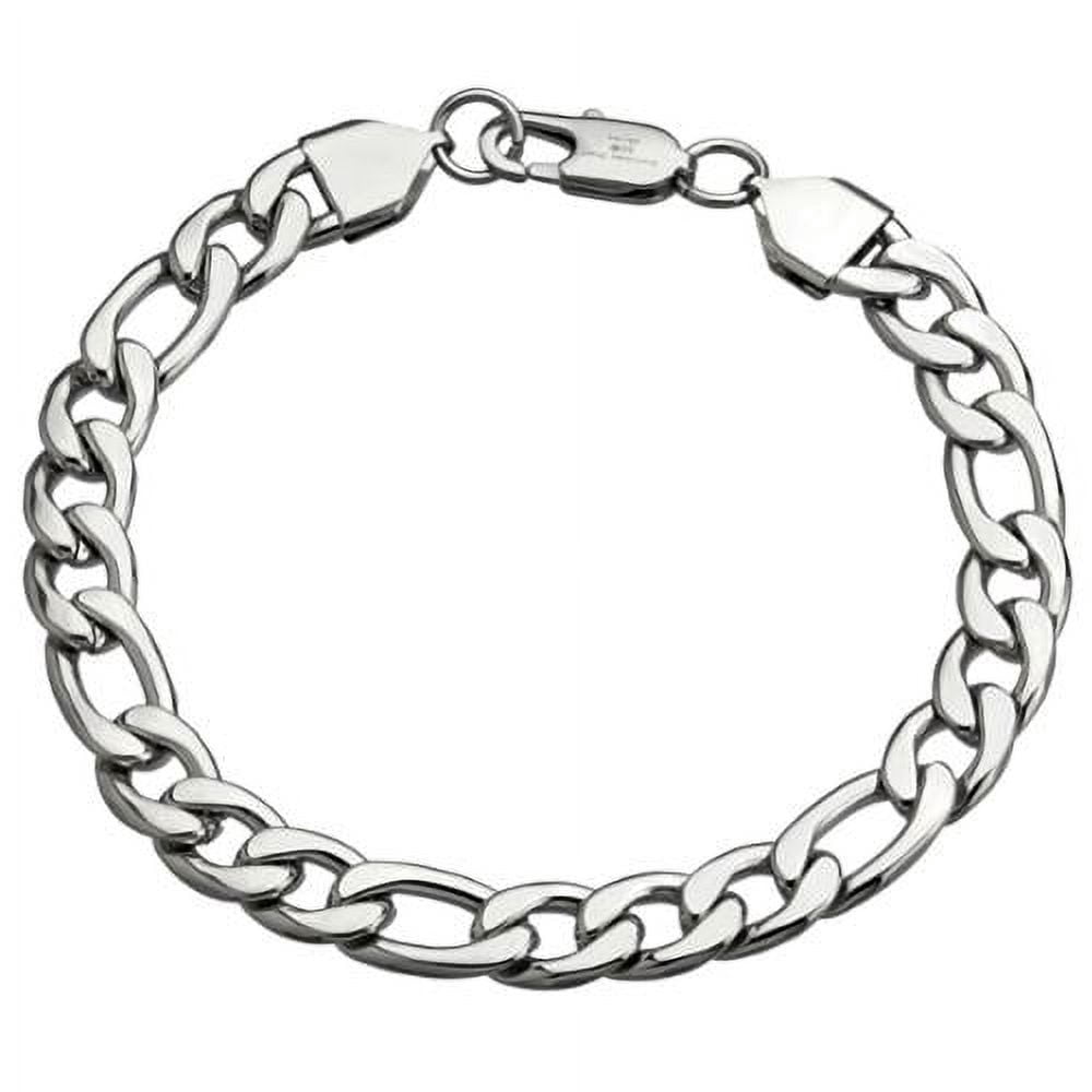 BIG Jewelry Co Stainless Steel Men's 9-mm Figaro Chain Jewelry Set White