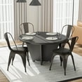 thumbnail image 2 of Costway Stackable Metal Dining Chairs Set of 4 with Backrest & PU Leather Padded Seat, 2 of 10
