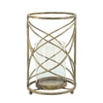 thumbnail image 5 of Sculptural Metal Hurricane Candle Holder for Table Centerpiece - Decorative Pillar Candlestick Holder for Home Decor Accents - Elegant Candle Stand for Entryway or Any Occasion - 10", Gold & Metallic, 5 of 9