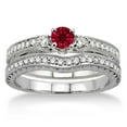 thumbnail image 2 of 1.5 Carat Ruby & Diamond Antique Bridal set on 10k White Gold, 2 of 3