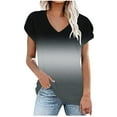 thumbnail image 2 of Fesfesfes Women Spring Tops Women's Fashion Printed V Neck Short Sleeve T-shirt Blouse Loose Tops Short Sleeve Undershirt for Women 4(S), 2 of 7
