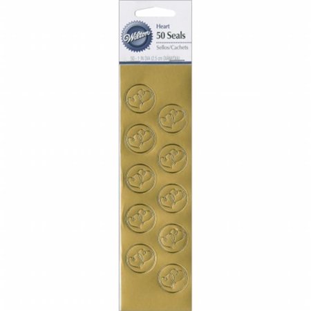 Wilton 10082335 Heart Seals 50-Pkg-Gold