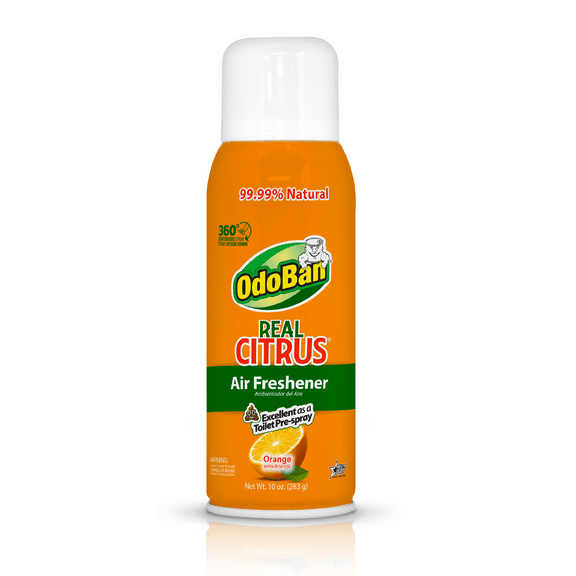 OdoBan Aroma Eliminator, 360-Degree Continuous Spray Natural Oil Real Citrus Air Freshener, Toilet Spray, 10 Ounces, Orange Scent