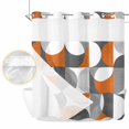 thumbnail image 2 of Orange Grey, No Hook Shower Curtain Waterproof, Bathroom Curtains with Snap in Liners and See Through Top Window, Abstract Modern Geometric Watercolor Hotel Style Bathtub Curtains Shower 72"Wx78"L, 2 of 8
