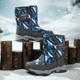 thumbnail image 6 of Chenyee Boys Girls Snow Boots Water-proof Hook and Loop Mid Calf Faux Fleece Linrd Winter Shoes for Kids, 6 of 7