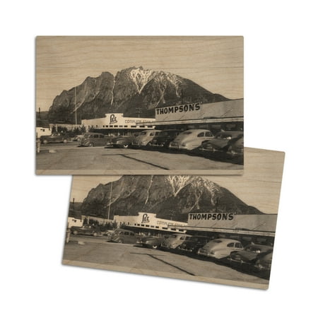 

North Bend Washington View of Mt. Si and Thompson s Cafe (4x6 Birch Wood Postcards 2-Pack Stationary Rustic Home Wall Decor)