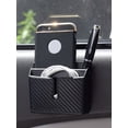 thumbnail image 3 of Front Seat Car Organizer 2 Grids Car Storage Box Reusable Adhesive Car Pocket Holder Carbon Fiber Car Storage Case Auto Accessories for Phone Eyeglasses ID Card Wallet Coin Key, 3 of 9