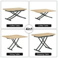 thumbnail image 5 of Gzxs Foldable Dining Table, 4 in 1 Multi-Function Wooden Lift Coffee Table Convertible to Dining Table for Small Space, Adjustable Transforming Table with Black Metal Legs, Space Saving (Natural), 5 of 10