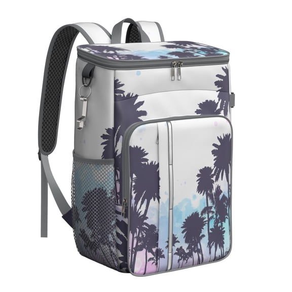 Minimalist Palm Tree Backpack Cooler, Leak Proof Waterproof Lunch Backpack, Tropical Paradise Insulated Cooler Bag for Work, Road Trips, Picnic, Outdoor Use
