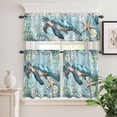 thumbnail image 3 of Kitchen Window Curtains Valance and Tier Set, Sea Turtle Blue Ocean Rod Pocket Tier Curtain Valance Set, Starfish Seaweed Abstract Floral Light Filtering Cafe Curtains for Bedroom Living Room, 3 of 9