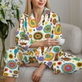 thumbnail image 6 of Fotbe Beautiful African Womens Pattern Long Sleeve Pajama Set for Women,Sleepwear Set,2-piece Loungewear Set,Soft PJs Comfy Nightwear with Pockets -Large, 6 of 7