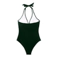 thumbnail image 4 of PRINxy Women's Summer Solid Halter Back Tie One Piece Swimsuit Padded Cups No Underwire Conservative Slimming Beach Bathing Suit for Ladies Green M, 4 of 9