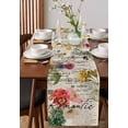 thumbnail image 4 of Table Runner Dresser Scarves 90 Inch Long,Garden Watercolor Blossom Flower Linen Dining Table Runners Floral on Retro Letter Stamp Texture Tabletop Scarf for Wedding Holiday Party Kitchen, 4 of 9