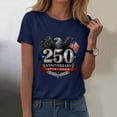 thumbnail image 2 of Womens American Flag Shirt USA Patriotic Round Neck T-Shirt 4th of July Short Sleeve Tee Navy,2XL, 2 of 6