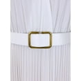thumbnail image 6 of Womens Pleated Dress V Neck Long Sleeve A Line Church Formal Works Business Dresses with Belt White S, 6 of 9