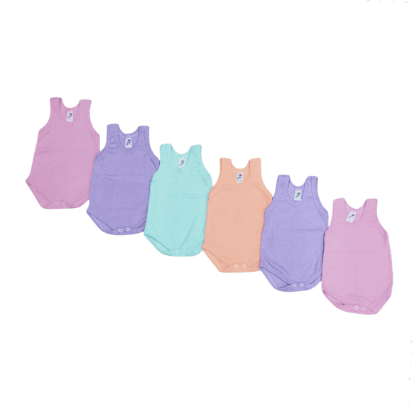 Paquete con 6 Pañaleros Camiseta Extra Suaves para Bebé combinación de colores pastel, Baby Planet México, Talla 12 Meses, 100% Algodón.