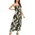 thumbnail image 3 of Puliio Maxi Dresses for Women Summer Spaghetti Strap Backless Leaf Print Loose Casual Beach Sundress, 3 of 8