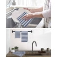 thumbnail image 5 of Navy Blue Striped Kitchen Dish Towels for Drying Dishes Set of 3, Farmhouse Striped Geometric Art Waffle Weave Microfiber Hand Tea Bathroom Towels Quick Dry & Absorbent Towel 12x12, 5 of 7