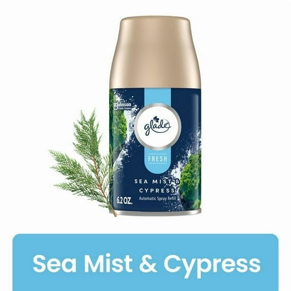 Glade Automatic Spray Air Freshener Refills, Sea Mist & Cypress, Fresh Collection, 6.2 oz