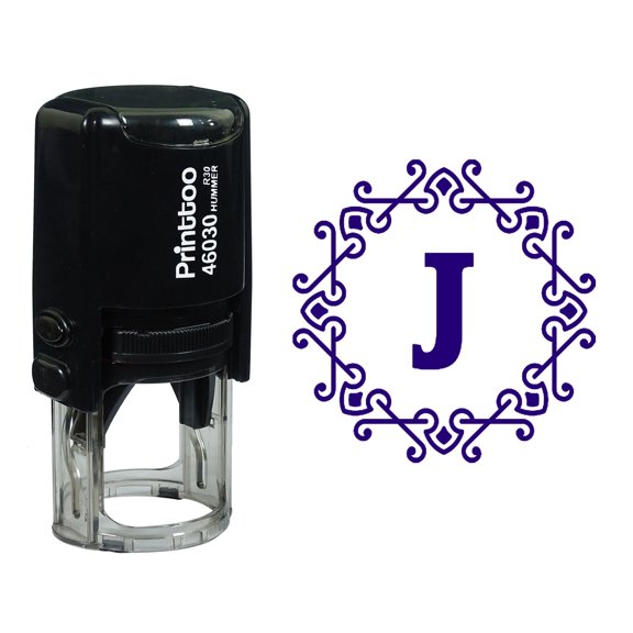 Printtoo Alphabet J Monogram Octagon Celtic Swirl Frame Self Inking Rubber Stamp Office Stationary