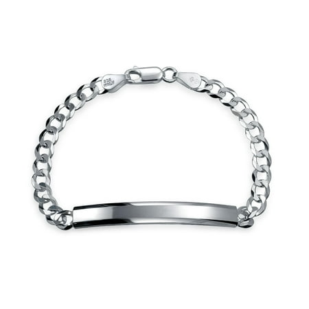 - Bling Jewelry 925 Silver Unisex Cuban Chain ID Bracelet 150 Gauge Italy