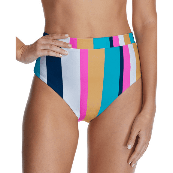 Raisins BELLE MAR STRIPE Tripoli High-Waist Bikini Swim Bottom, US X-Large